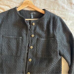 Aqua Black Textured Jacket with Gold Buttons. Sz L